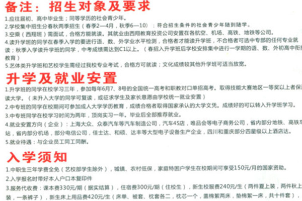 簡陽職高學校招生信息